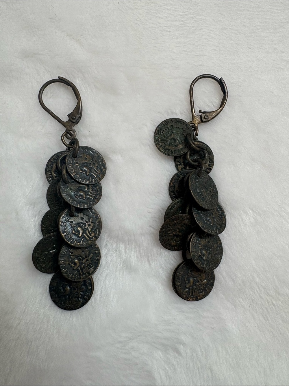 Vintage-Inspired Dark Coin Drop Earrings - Women Jewelry